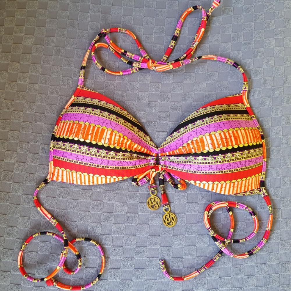 Luli Fama Luxury String Bikini Top Molded Cups